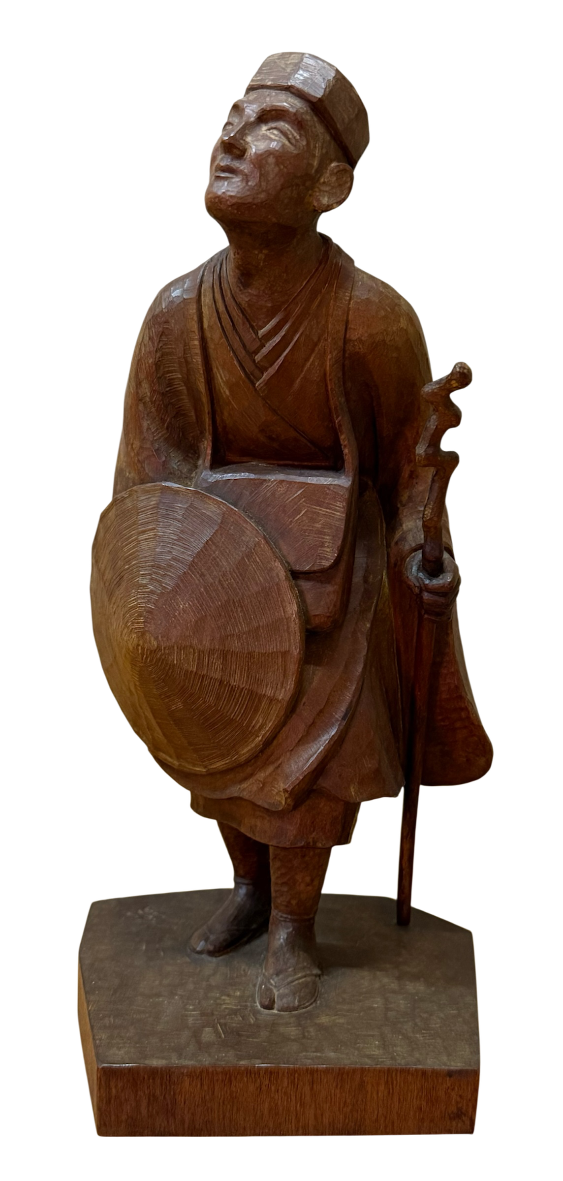 Figura de Matsuo Bashō tallada en madera por mi maestro